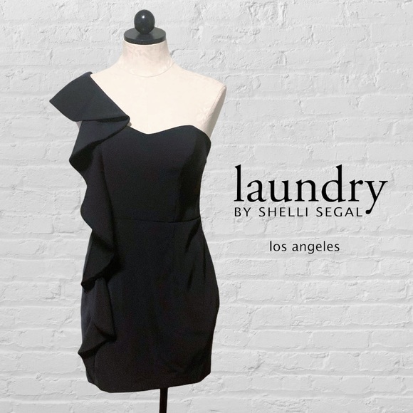 Laundry by Shelli Segal Black One Shoulder Dress 4 - Picture 9 of 10